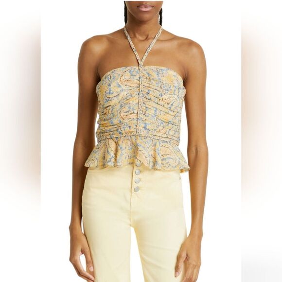 NWOT Veronica Beard Arienne Paisley Silk Halter Top - Picture 2 of 10